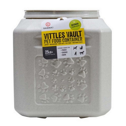 Vittles Vault, Outback Paw Print Pet Food Container White, 1 Count / 25 Lbs