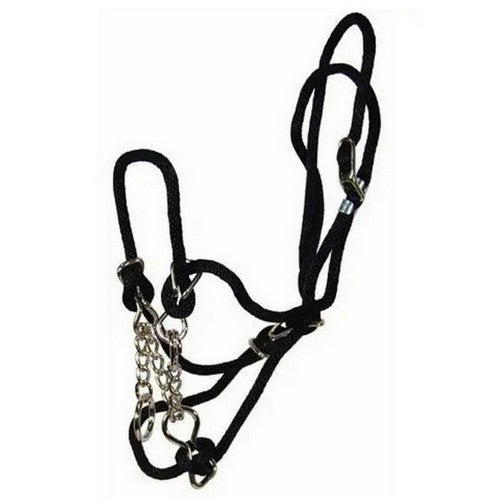 Hamilton, Halter Livest Rope With Chain Cow Black, 1 Each