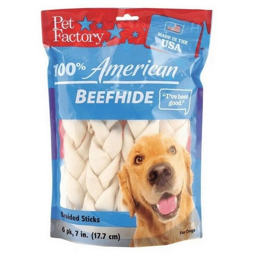 Usa Beefhide Braided Sticks 6 Inch 1 Count by Pet Factory