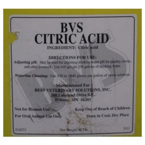 Best Veterinary Solutions, Citric Acid Bulk, 40 Lbs