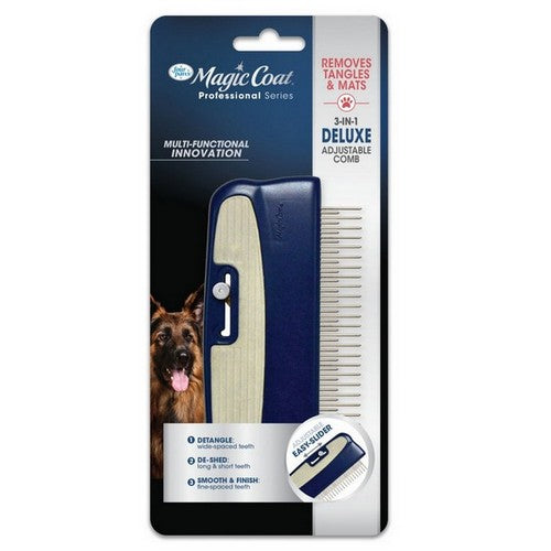 Magic Coat Professional Series 3 In 1 Deluxe Adjustable Dog Comb 1 Count by Four Paws