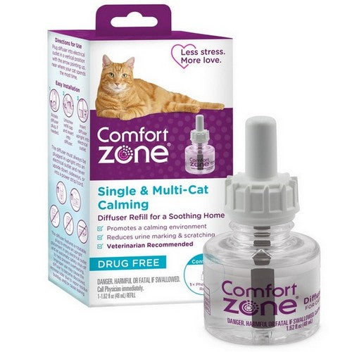Comfort Zone, Single And Multi Cat Calming Kit For A Soothing Home Diffuser Refill White, 4 Count / 48 Ml