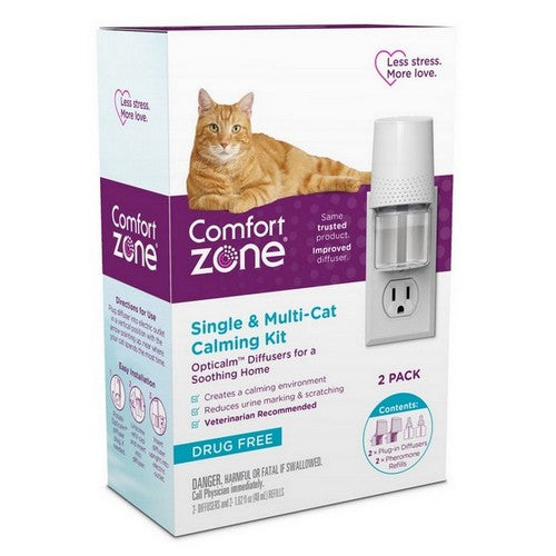 Comfort Zone, Single And Multi Cat Calming Kit For A Soothing Home Diffuser Refill White, 2 Count / 48 Ml