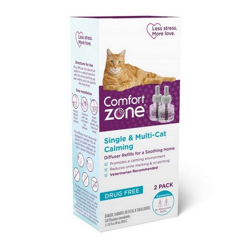 Comfort Zone, Single And Multi Cat Calming Kit For A Soothing Home PK Diffuser Refill, 2 Count / 48 Ml