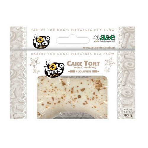 A&E Cage Company, LoLo Pets Bakery Bone Shaped Dog Cake Treat Vanilla, 1 Count / Mini