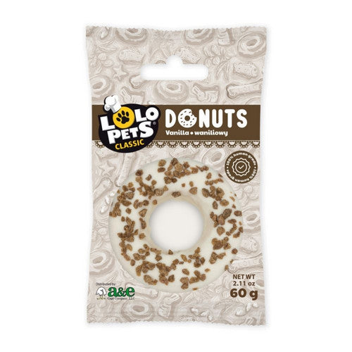 A&E Cage Company, LoLo Pets Bakery Gourmet Donut Dog Treat Vanilla, 1 Count