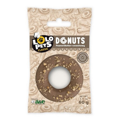 A&E Cage Company, LoLo Pets Bakery Gourmet Donut Dog Treat Peanut Butter, 1 Count