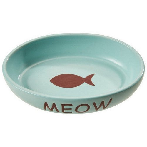 Doc and Phoebes, Portofino Oval Cat Dish Sky Blue, 1 Count / 6 Inches