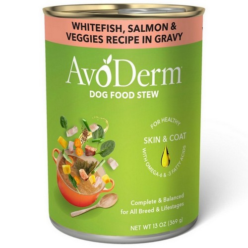 Avoderm, Stew Canned Dog Food Whitefish Salmon And Vegetables With Gravy, 12 Count / 13 Oz
