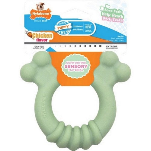 Sensory Material Puppy Teething Ring Chicken 1 Count / Up To 25 Lbs (Small / Regular) by Nylabone