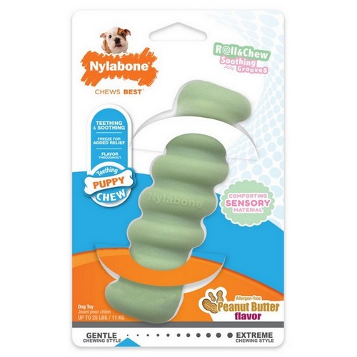 Sensory Material Puppy Teething Toy Peanut Butter 1 Count / Up To 25 Lbs (Small / Regular) by Nylabone