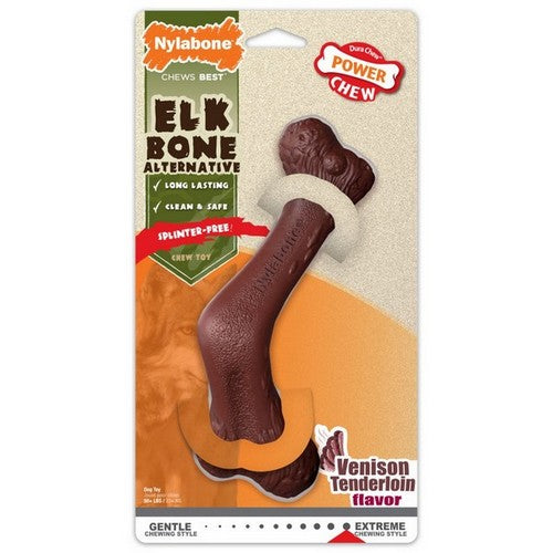 Power Chew Elk Bone Alternative Chew Toy Venison Tenderloin 50 Count / 50 Plus Lbs (Extra Large / Souper) by Nylabone