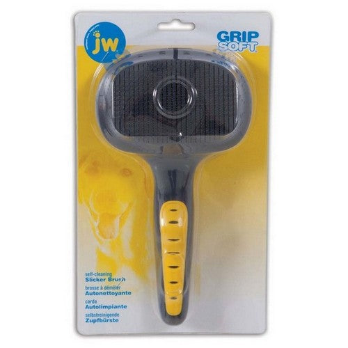 JW Pet, Self Cleaning Slicker Grey And Yellow, 1 Each