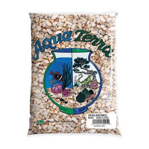 Aqua Terra, Premium Fresh Water River Pebbles Aquarium Gravel, 25 Lbs /Case Of 2