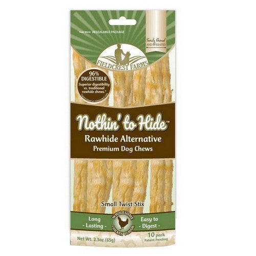 Nothin To Hide Twist Stix Dog Treat 2.3 Oz, Chicken 10 (Pack) by Fieldcrest Farms