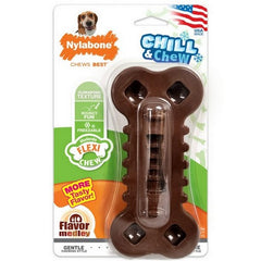 Flexi Chew Chill And Chew Toy with Treat Pockets 1 Each, Flavor Medley, Brown Medium / Wolf - Up To 35 Lbs by Nylabone