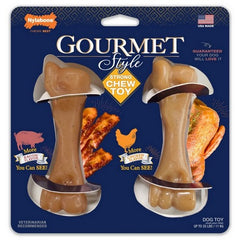 Gourmet Style Strong Chew Toy Twin Pack 1 Each, Small / Regular, Femur, Bacon And Chicken - Up To 25 Lbs by Nylabone