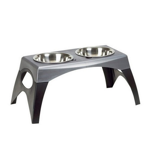 Bergan, Bergan Stormcloud Elevated Feeder 2 Dog Bowl, Black/Grey,  Medium