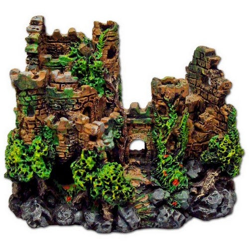 Blue Ribbon Pet Products, Blue Ribbon Pet Products Exotic Environments Forgotten Ruins Crumbling Castle Aquarium Ornament, Brown, Green, Grey,  3.25 Inches