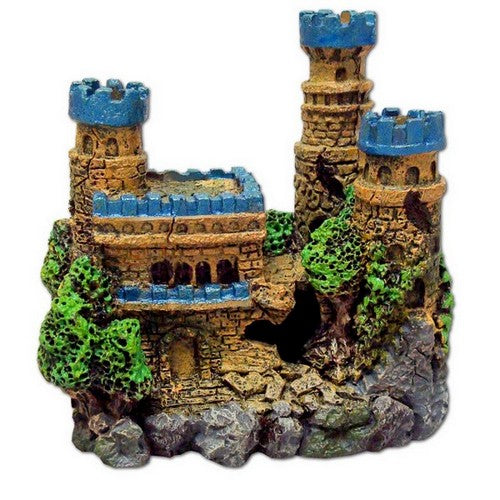 Blue Ribbon Pet Products, Exotic Environments Medieval Castle Aquarium Ornament with Tall Towers, 1 Each / 4 Inches, Mini / Multi-Color