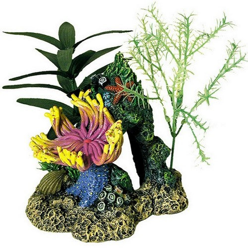 Blue Ribbon Pet Products, Exotic Environments Indonesian Anemone Cave Aquarium Ornament with Plants, 1 Each / 6.5 Inches / Multi-Color