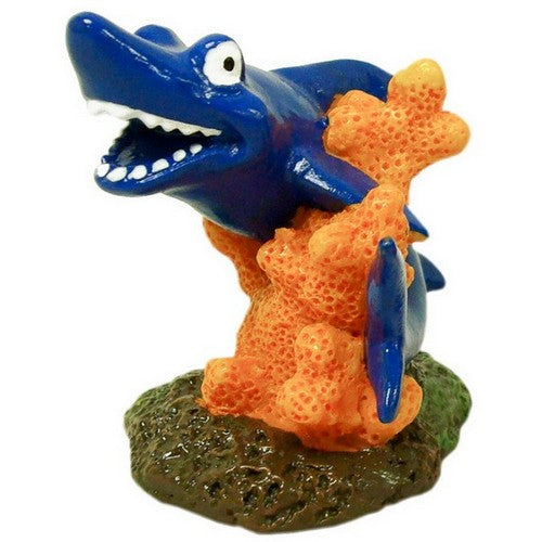 Blue Ribbon Pet Products, Exotic Environments Aqua Critter's II Shark Aquarium Statue, 1 Each / 2.25 Inches / Mini / Blue, Green, Orange