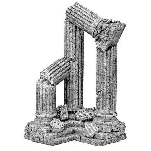 Blue Ribbon Pet Products, Exotic Environments 3 Column Ruins Corner Section Aquarium Statue, 1 Each / 11 Inches / Grey