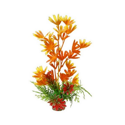 Blue Ribbon Pet Products, Blue Ribbon Pet Products ColorBurst Florals Gravel Base Bush Plant, Orange,  8.5 Inches