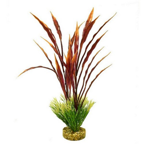 Blue Ribbon Pet Products, ColorBurst Florals Gravel Base Atoll Grass Plant, 1 Each / 15 Inches / Green, Red