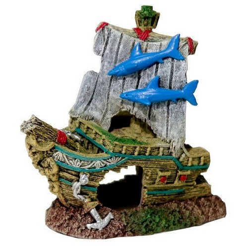 Blue Ribbon Pet Products, Exotic Environments Small Wonders III Ships Bow Aquarium Ornament, 1 Each / 4 Inches / Small / Multi-Color