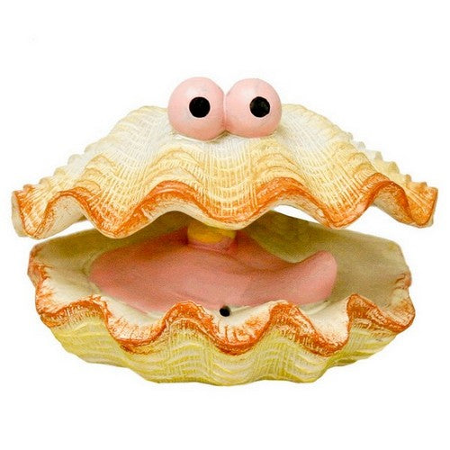 Blue Ribbon Pet Products, Exotic Environments Bubbling Action Clam Aquarium Ornament, 1 Each / 2.25 Inches / White, Pink, Orange