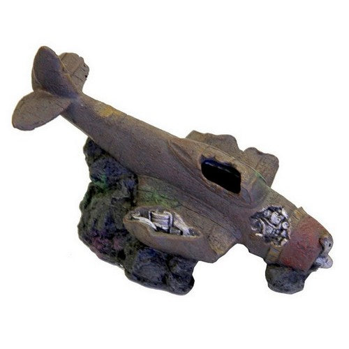 Blue Ribbon Pet Products, Exotic Environments Sunken WWII Plane Aquarium Ornament with and Cave, 1 Each / 3 Pack / Brown, Black