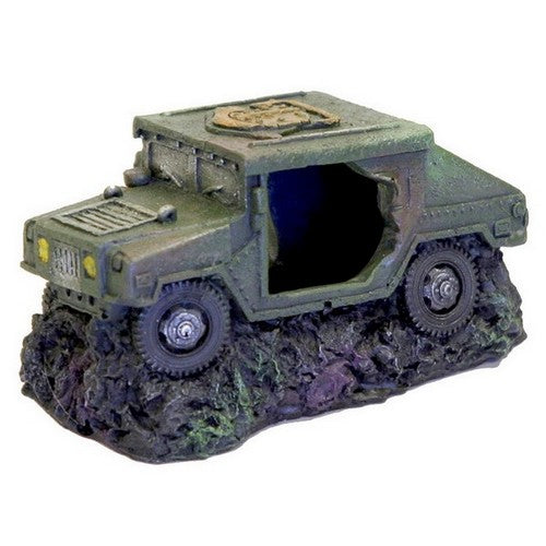 Blue Ribbon Pet Products, Exotic Environments Humvee Aquarium Ornament with Cave, 1 Each / 2 Inches / Green