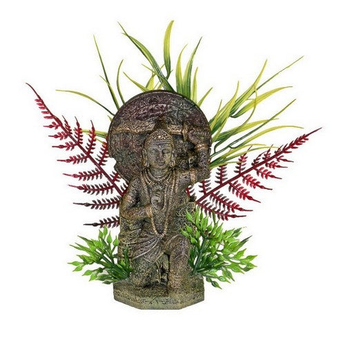 Blue Ribbon Pet Products, Exotic Environments Buddha Warrior Statue with Plants, 1 Each / 4.5 Inches / Small, Multi-Color