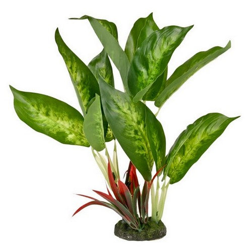 Blue Ribbon Pet Products, ColorBurst Florals Dieffenbachia Variegated Leaf Aquarium Plant, 1 Each / 8.75 Inches / Green
