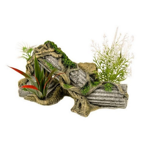 Blue Ribbon Pet Products, Exotic Environments Ancient Column Ruins Aquarium Ornament with Plants, 1 Each / 7 Inches / Multi-Color