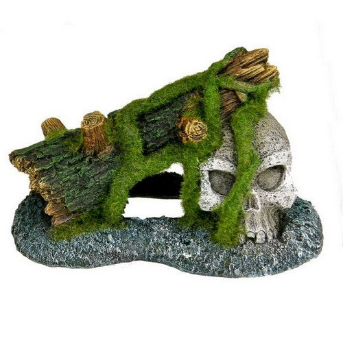 Blue Ribbon Pet Products, Exotic Environments Skull Aquarium Ornament with Moss, 1 Each / 4.1 Inches / Multi-Color
