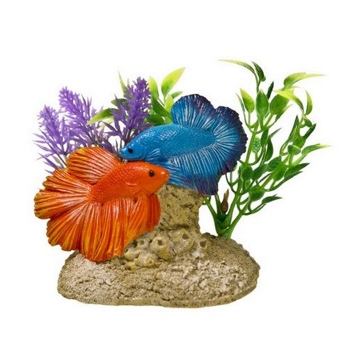 Blue Ribbon Pet Products, Exotic Environments Aquatic Scene Statue with Betas, 1 Each / 3.5 Inches / Small, Multi-Color