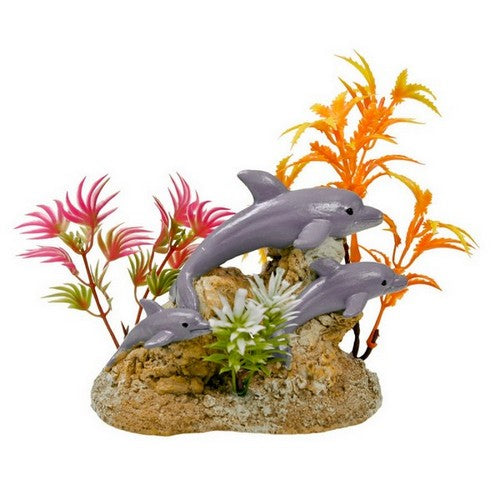 Blue Ribbon Pet Products, Exotic Environments Aquatic Scene Statue with Dolphins, 1 Each / 4.25 Inches / Small, Multi-Color