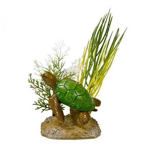 Blue Ribbon Pet Products, Exotic Environments Aquatic Scene Statue with Turtle, 1 Each / 3.5 Inches / Small / Brown,Green