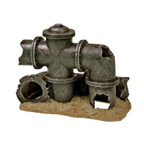 Blue Ribbon Pet Products, Exotic Environments Broken Pipe Aquarium Ornament, 1 Each / 5.24 Inches / Small, Brown/Grey