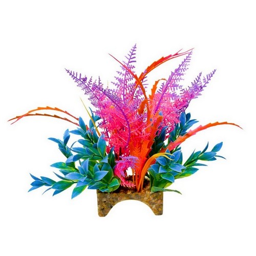 Blue Ribbon Pet Products, Garden Clusters Archway Tropical Island Aquarium Plant, 1 Each / 8 Inches / Multi-Color