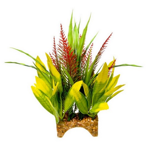 Blue Ribbon Pet Products, Garden Clusters Archway Rainforest Aquarium Plant, 1 Each / 8 Inches / Green, Red