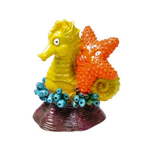 Blue Ribbon Pet Products, Exotic Environments Seahorse & Star Aquarium Statue, 1 Each / 2.4 Inches / Multi-Color