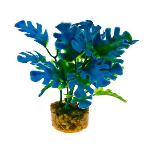 Blue Ribbon Pet Products, Blue Ribbon Pet Products ColorBurst Florals Philo Leaf Aquarium Plant, Blue,  3.25 Inches