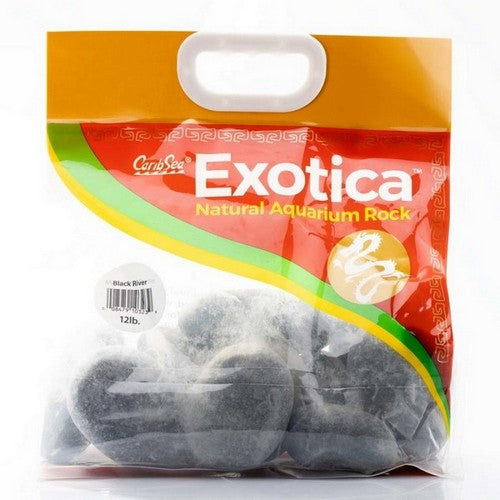 Caribsea, CaribSea Exotica Freshwater River Rock Black, 12 Lbs