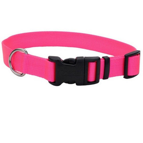 Coastal Adjustable Nylon Dog Collar with Plastic Buckle Neon Pink,  3/4 In X 14-20 Inches by Coastal Pet