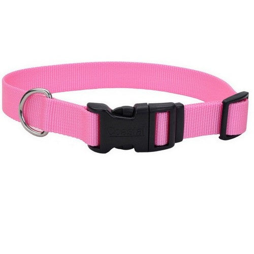 Coastal Adjustable Nylon Dog Collar with Plastic Buckle Bright Pink,  3/4 In X 14-20 Inches by Coastal Pet