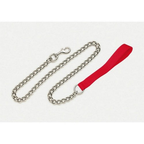 Titan, Titan Chain Dog Leash with Nylon Handle, Red,  3 Mm X 4 Feet