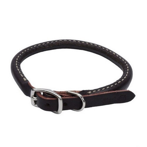 Circle T Leather, Circle T Latigo Leather Round Dog Collar, Brown,  3/8 In X 14 Inches